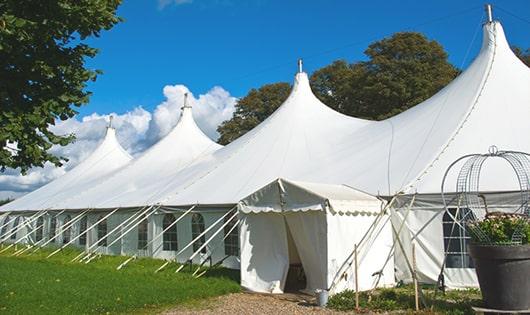 high-quality portable restrooms stationed at a wedding, meeting the needs of guests throughout the outdoor reception in Greenbrae